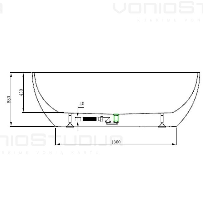 Laisvai pastatoma akrilinė vonia Douro 1800x815mm 5 Laisvai pastatoma akrilinė vonia Douro 1800x815mm 5