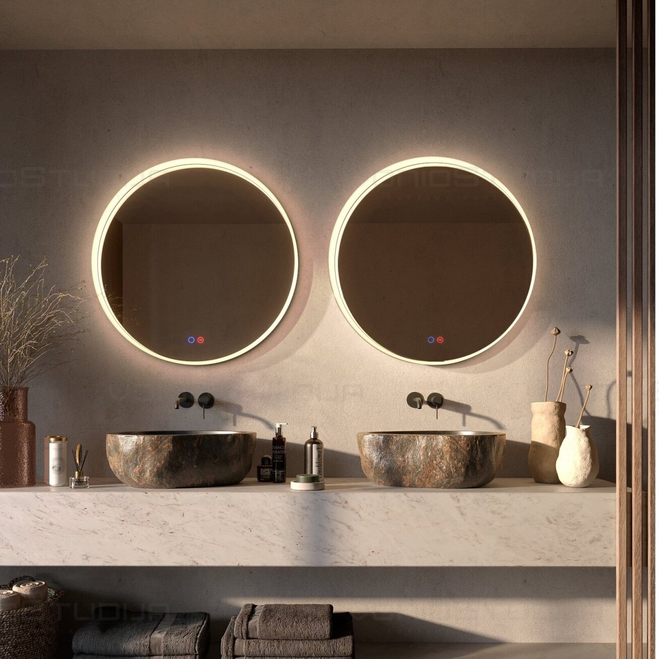 LEDIMEX Bolonia apvalus veidrodis juodu rėmu su Led apšvietimu 60cm 2 LEDIMEX Bolonia apvalus veidrodis juodu rėmu su Led apšvietimu 60cm 2