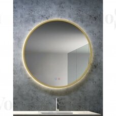 LEDIMEX Fun veidrodis  braižyto aukso spalvos rėmu su Led apšvietimu 70 cm