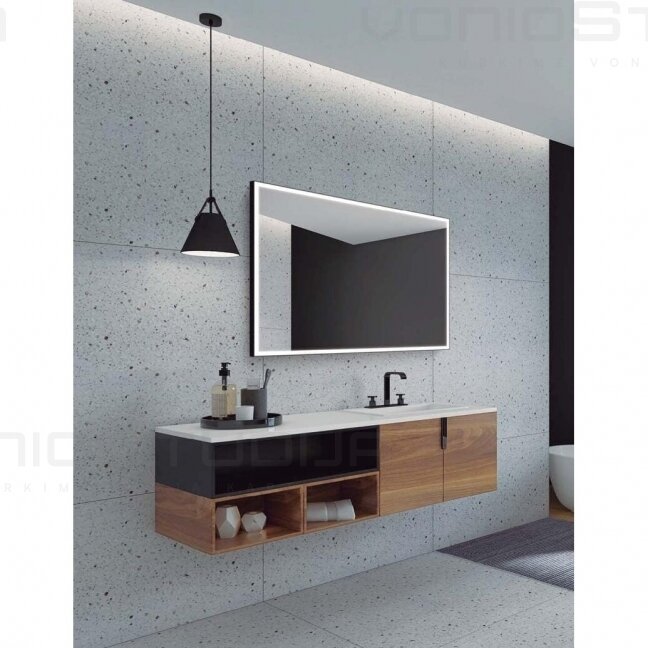 LEDIMEX SUIZA veidrodis su led apšvietimu juodu matiniu rėmu 140x80cm 3