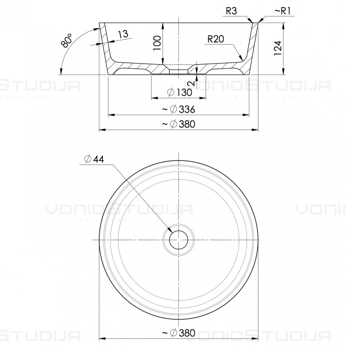 Marble+ Bari UN ant stalviršio montuojamas praustuvas 1 Marble+ Bari UN ant stalviršio montuojamas praustuvas 1