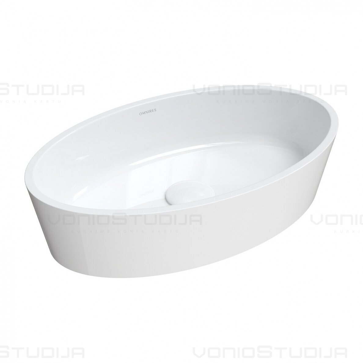 Marble+ BARI500UNBP ant stalviršio montuojamas praustuvas, baltas