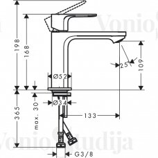 Hansgrohe Rebris S praustuvo maišytuvas 72520000 be dugno vožtuvo