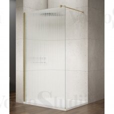 Nordic rifliuoto stiklo dušo sienelė VARIO matinio aukso spalvos profiliais 1400mm