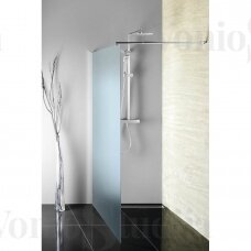 Matinio stiklo dušo sienelė Aqualine WALK-IN chromo spalvos profiliais 900mm