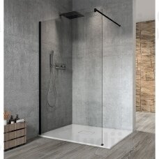 Skaidraus stiklo dušo sienelė VARIO Juodais matiniais profiliais 900mm
