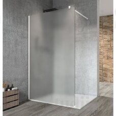 Matinio stiklo dušo sienelė VARIO Baltais matiniais profiliais 1400mm