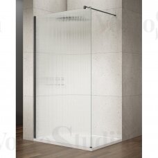 Nordic rifliuoto stiklo dušo sienelė VARIO Juodais matiniais profiliais 700mm