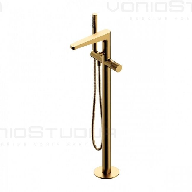 Maišytuvas iš grindų voniai Omnires Contour CT8033GLB braižyto aukso spalvos