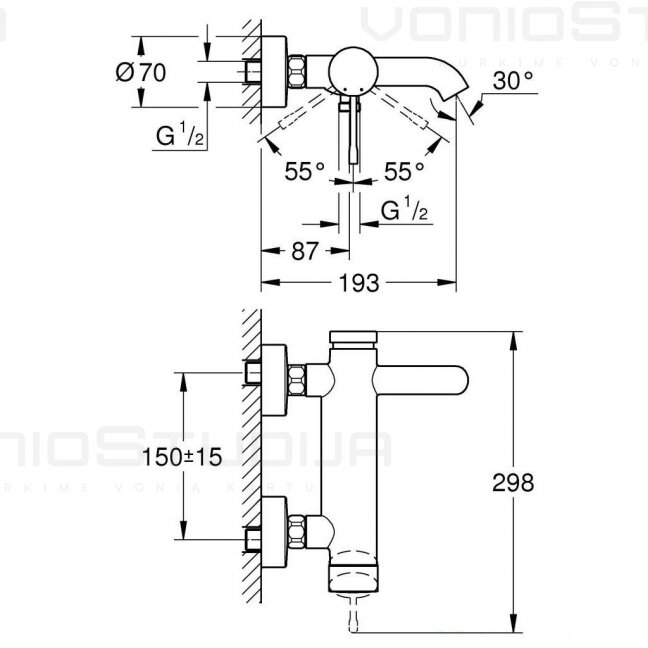 Maišytuvas voniai Grohe Essence New 1 Maišytuvas voniai Grohe Essence New 1