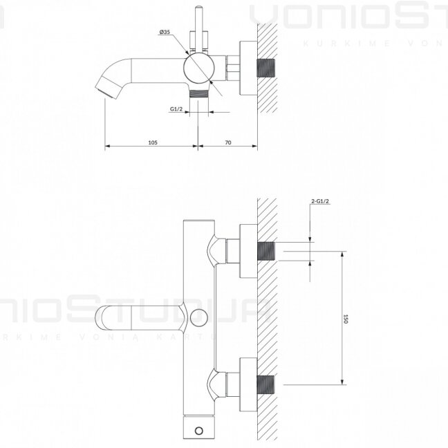 Juodas maišytuvas voniai Omnires Y1230BL 1 Juodas maišytuvas voniai Omnires Y1230BL 1