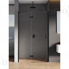 New Renoma Black durys į nišą 90x195 cm skaidrus stiklas, juodi profiliai kairiosios