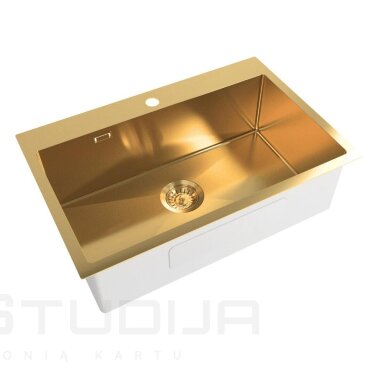 Nerūdijančio plieno plautuvė SAT Aurum aukso spalvos 68x45cm Nerūdijančio plieno plautuvė SAT Aurum aukso spalvos 68x45cm