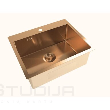 Nerūdijančio plieno plautuvė SAT Aurum braižyto vario spalvos 55x45cm Nerūdijančio plieno plautuvė SAT Aurum braižyto vario spalvos 55x45cm