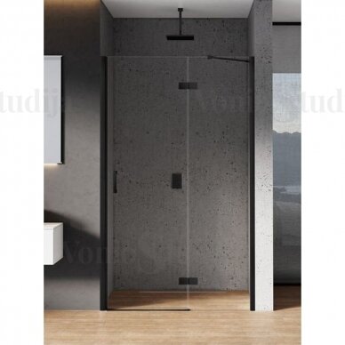New Renoma Black durys į nišą 110x195 cm skaidrus stiklas, juodi profiliai dešiniosios