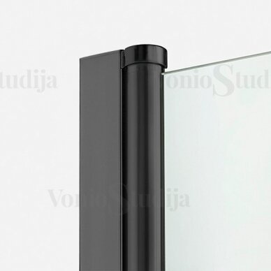 New SOLEO BLACK durys į nišą 100x195 cm skaidraus stiklo juodais profiliais 1