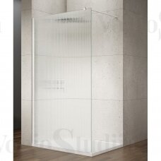 Nordic rifliuoto stiklo dušo sienelė VARIO baltais profiliais 1400mm