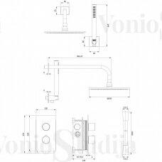 Termostatinė potinkinė dušo sistema Omnires Contour SYSCT11GLB braižyto aukso spalvos