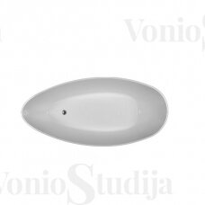 Omnires Marble+ vonia iš lieto marmuro Barcelona XL blizgi balta / juoda, 170*77 cm