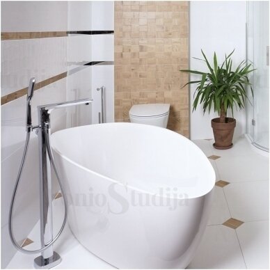 Omnires Marble+ vonia iš lieto marmuro Barcelona blizgi balta, 156*71 cm 5