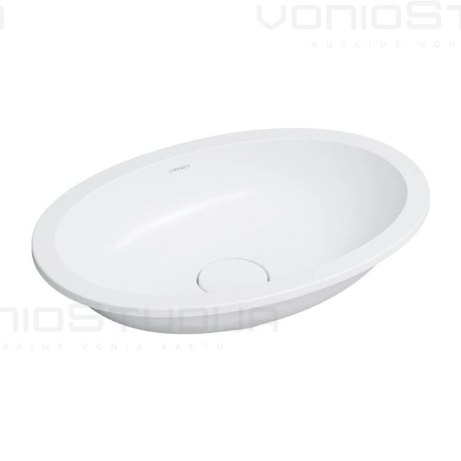 Omnires Shell M+ praustuvas 48 x 31 cm, baltas matinis (įleidžiamas / montuojamas iš apačios)