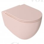 Pakabinamas INFINITY RIMLESS  wc su dangčiu matinės rožinės spalvos