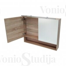 Pakabinama vonios spintelė VARIO DEKOR šviesaus medžio spalvos su veidrodžiu 90x68,6x17,2 cm