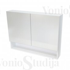 Pakabinama vonios spintelė VARIO DEKOR balta matinė su veidrodžiu 90x68,6x17,2 cm