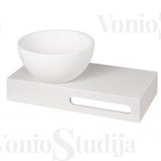 Pastatomas praustuvas PAA SilkStone DO 22 cm su balta lentynėle