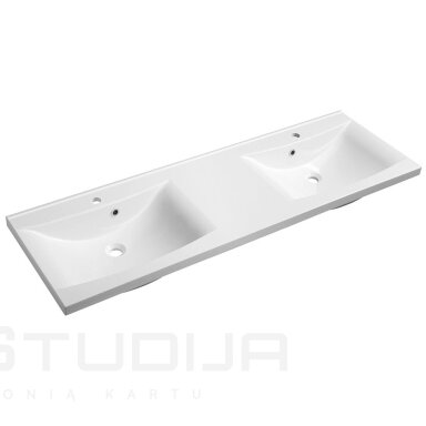 Pakabinama vonios spintelė Sapho Wave 150x50x48 cm su dvigubu praustuvu balta