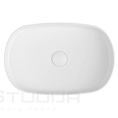 Pastatomas praustuvas Infinity Oval 55x36x12 cm, su dugno vožtuvu baltas matinis Pastatomas praustuvas Infinity Oval 55x36x12 cm, su dugno vožtuvu baltas matinis