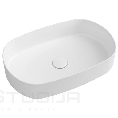 Pastatomas praustuvas Infinity Oval su dugno vožtuvu, 55x36x12 cm