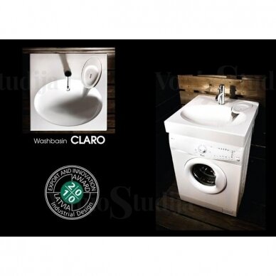 PAA CLARO akmens masės montuojamas virš skalbimo mašinos praustuvas 60x60cm 5