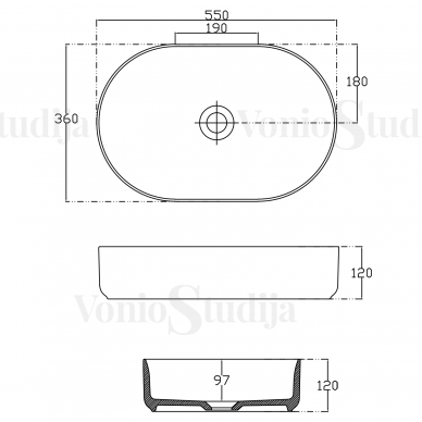 Pastatomas praustuvas Infinity Oval su dugno vožtuvu 4