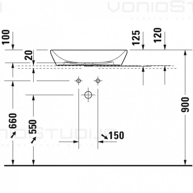 Pastatomas ant stalviršio praustuvas DURAVIT D-NEO 5 Pastatomas ant stalviršio praustuvas DURAVIT D-NEO 5