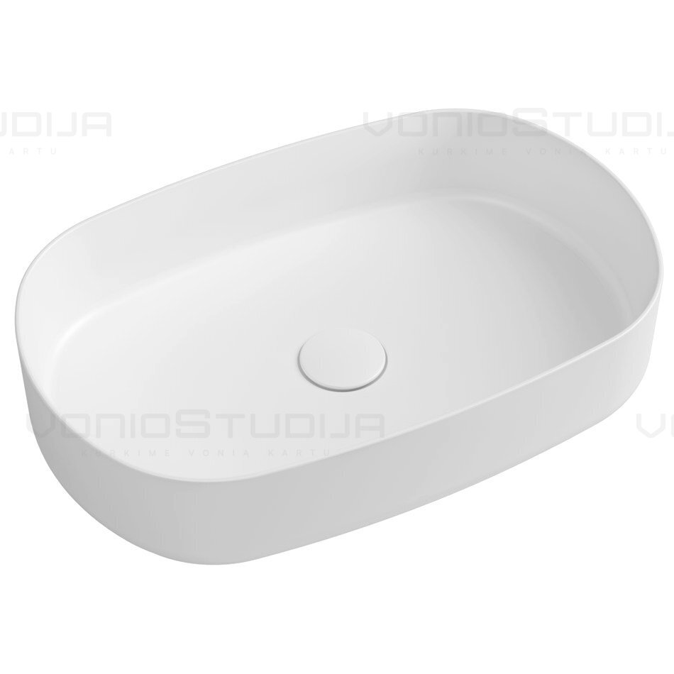 Pastatomas praustuvas Infinity Oval su dugno vožtuvu, 55x36x12 cm Pastatomas praustuvas Infinity Oval su dugno vožtuvu, 55x36x12 cm