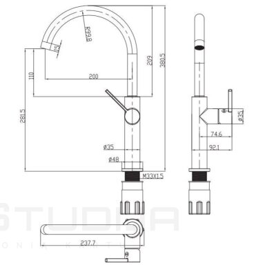 Plautuvės maišytuvas Omnires Tula TL6050CP bronzos spalvos
