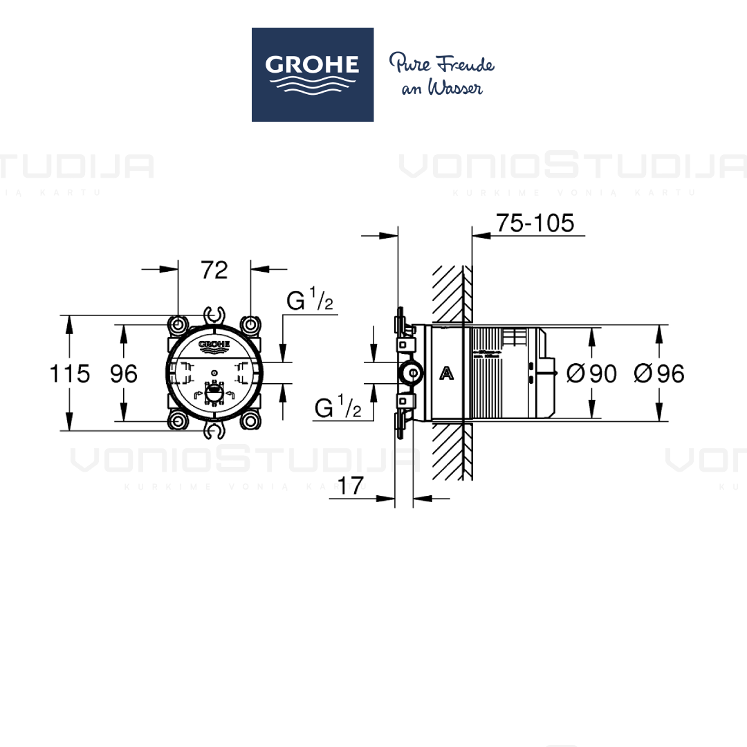 Grohe 26483000 potinkinė dėžutė dušo galvai 2 Grohe 26483000 potinkinė dėžutė dušo galvai 2