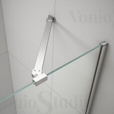 Polysan ESCA Flute rifliuoto stiklo dušo sienelė 80 cm chromo spalvos su kampiniu laikikliu