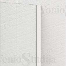 Polysan ESCA Flute rifliuoto stiklo dušo sienelė 120 cm baltos spalvos su kampiniu laikikliu