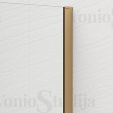 Polysan ESCA Flute rifliuoto stiklo dušo sienelė 110 cm matinio aukso spalvos su kampiniu laikikliu