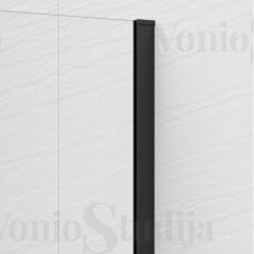 Polysan ESCA Flute rifliuoto stiklo dušo sienelė 100 cm juodos spalvos su kampiniu laikikliu