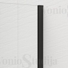Polysan ESCA matinio stiklo dušo sienelė 100 cm juodos matinės spalvos su kampiniu laikikliu