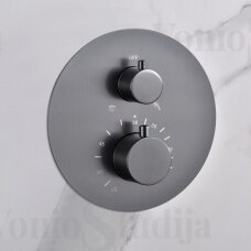 Potinkinė termostatinė dušo sistema Imex Tivoli lietaus galva iš lubų PVD grafito gunmetal spalvos