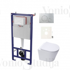 Potinkinis WC rėmas SAT su pakabinamu klozetu SAT Infinitio Compact Rimless