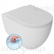 Potinkinis WC rėmas SAT su tvirtinimais ir chromo spalvos klavišu ir klozetas INFINITY Rimless su lėtaeigiu dangčiu