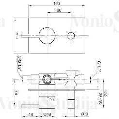 Potinkinis maišytuvas Minimal steel 2 išėjimų 1