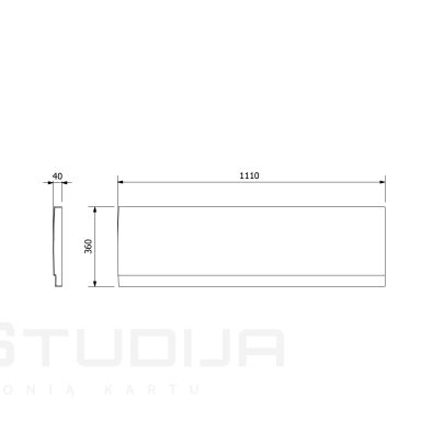 Polysan Deep 110x36cm dušo padėklo priekinė dešininė uždanga