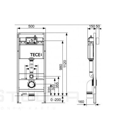 Potinkinis Wc rėmas TeceBase  9400401 su tvirtinimais ir tarpine