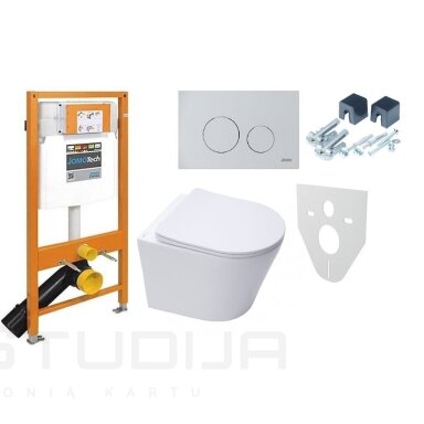 Potinkinis WERIT SWITCH rėmas su mygtuku ir WC SAT Infinitio Compact Rimless komplektas